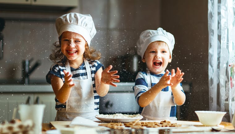 Children making Christmas cookies